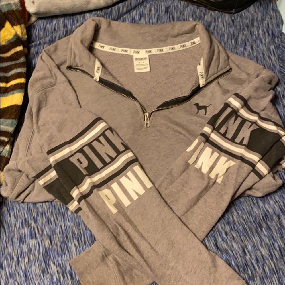 Gray half zip sweater